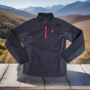 **Spyder Black and Red Quarter-Zip Pullover Size Small
